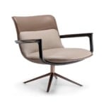 Upholstered leather office chair with metal frame and swivel base