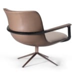 Upholstered leather office chair with metal base and armrests