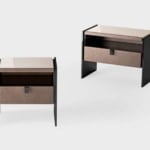 Wood bedside table with drawer and open shelf