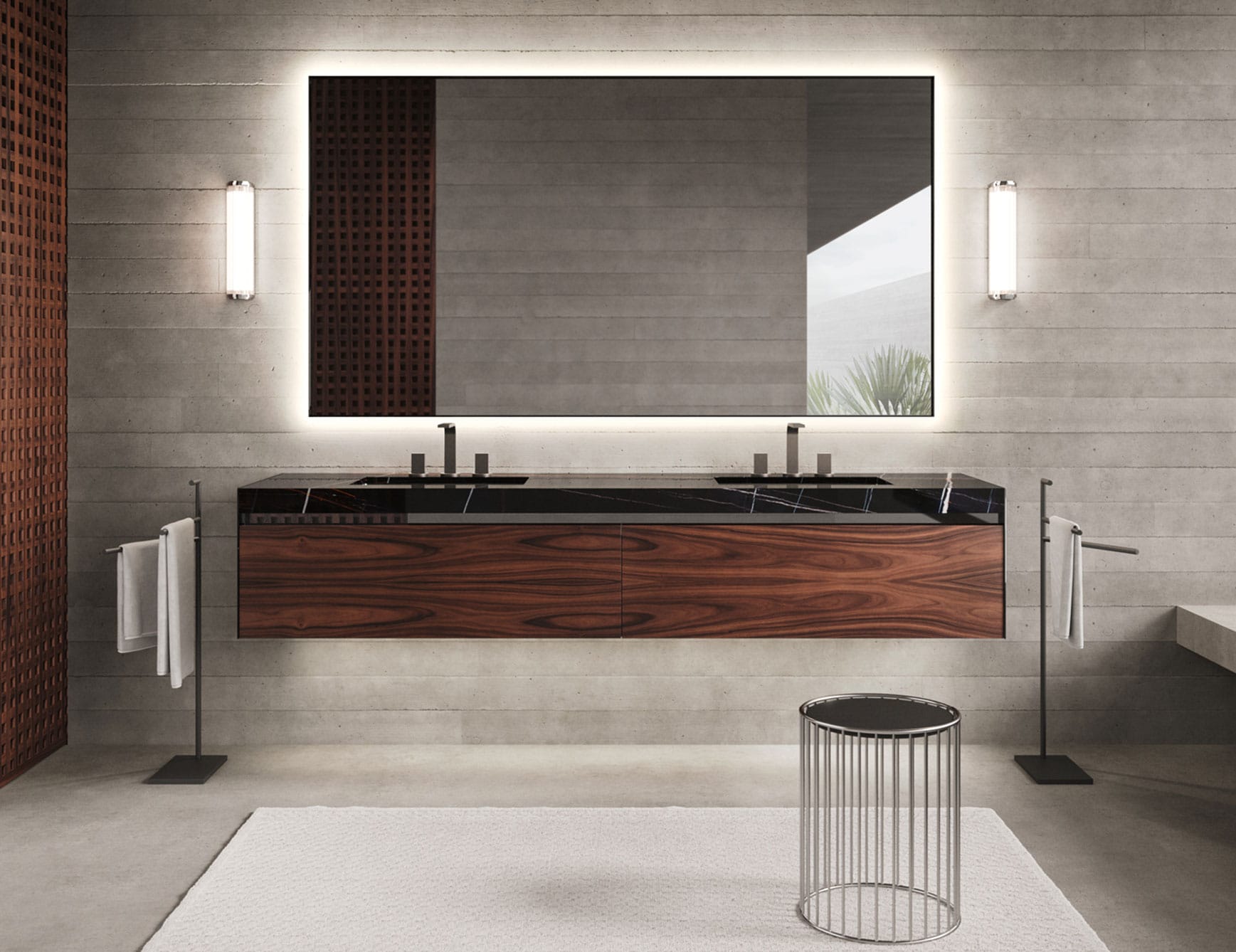 Four Seasons 20 - Marble bathroom vanity cabinet with Sahara Noir finish and double sinks