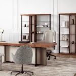 Lacquered wood Biblo bookcase with open shelves in office setting