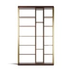 Lacquered wood bookcase with open shelving for living room or office use