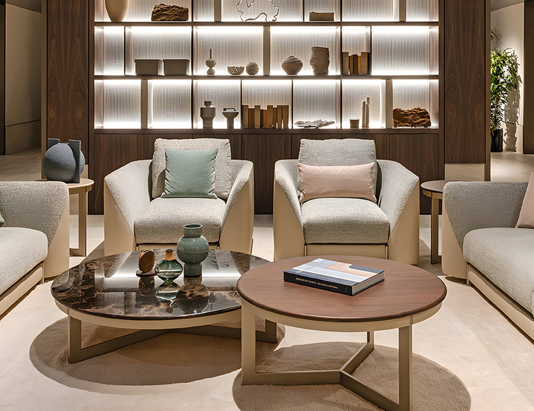 Leather Joel armchair with swivel base in living room setting