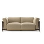 Fabric sofa with wooden frame and cushioned seats