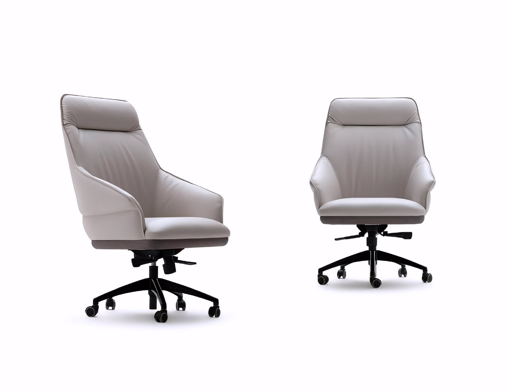 Fabric office chair with padded seat and wheeled base