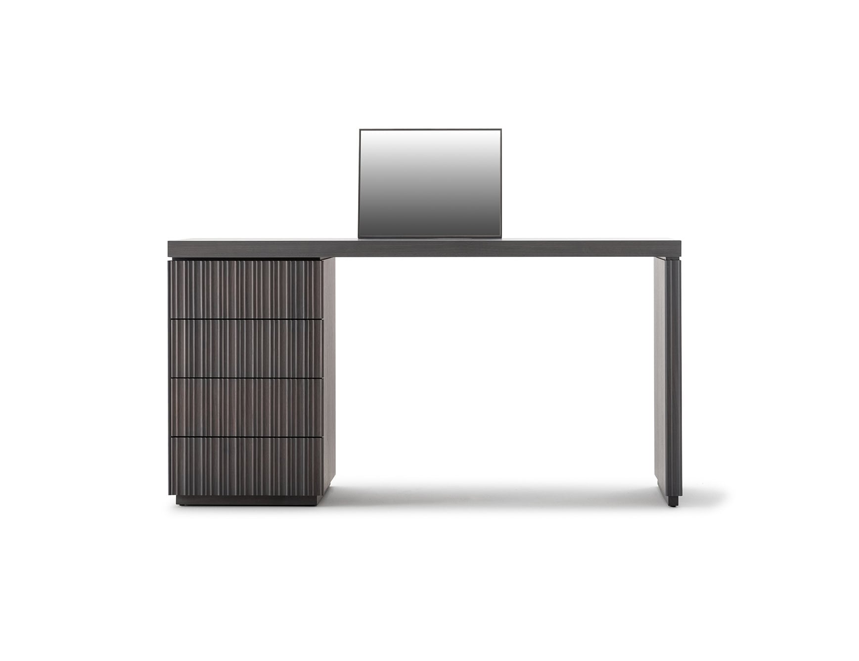 Lacquered wood vanity table with drawers and mirror