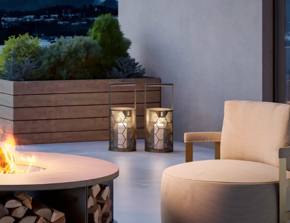 Cozy outdoor patio with fire pit