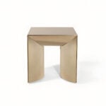 Metal coffee table with square top and curved legs