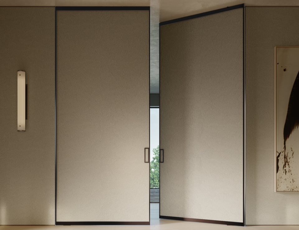 Glass architectural doors in corridor setting