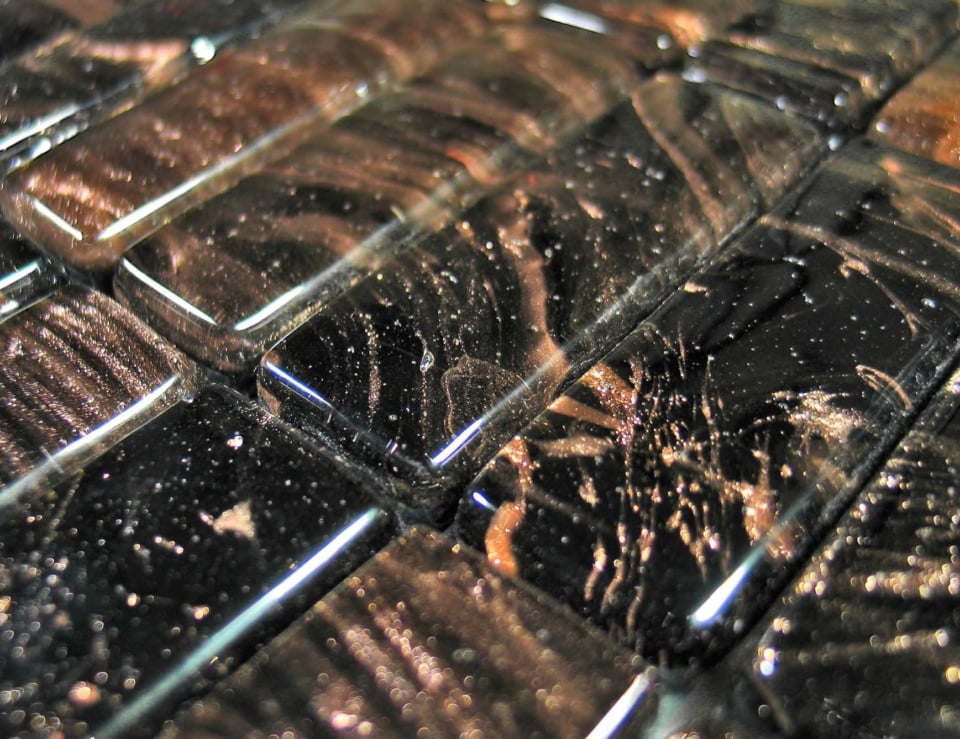 Rectangular Murano glass bathroom tiles with glossy finish