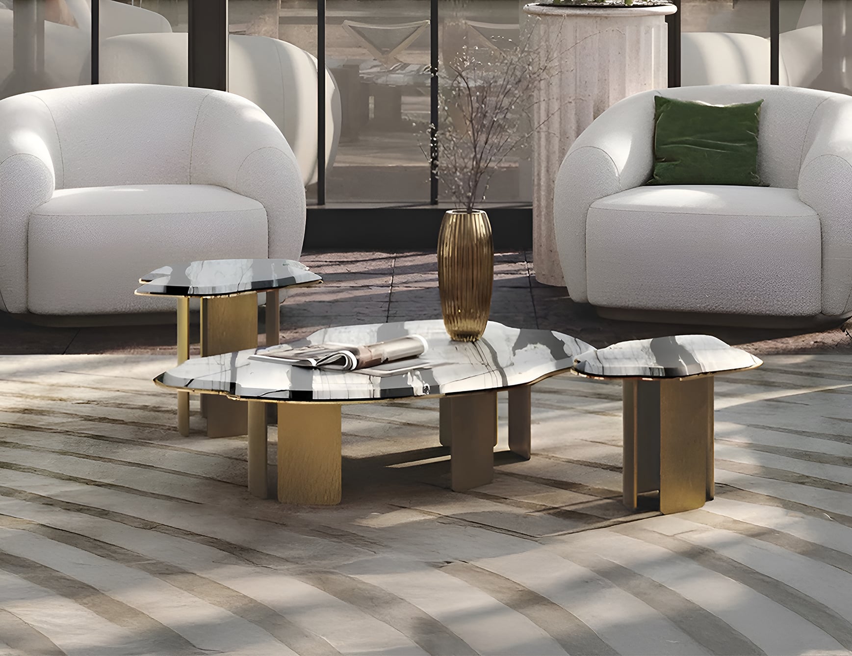 Claude Panda white Marble Coffee Table | Nella Vetrina