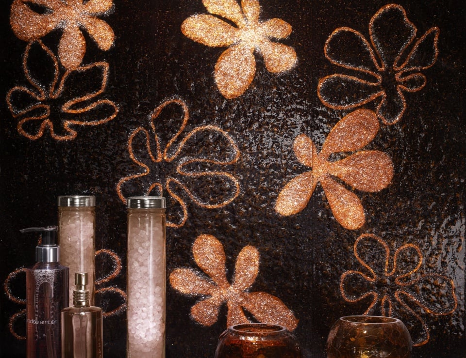 Murano glass mosaic floral wall tiles
