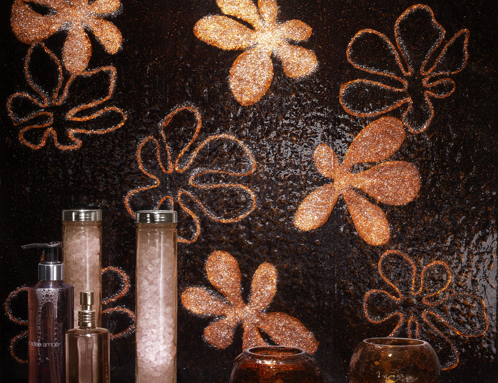 Murano glass mosaic floral wall tiles