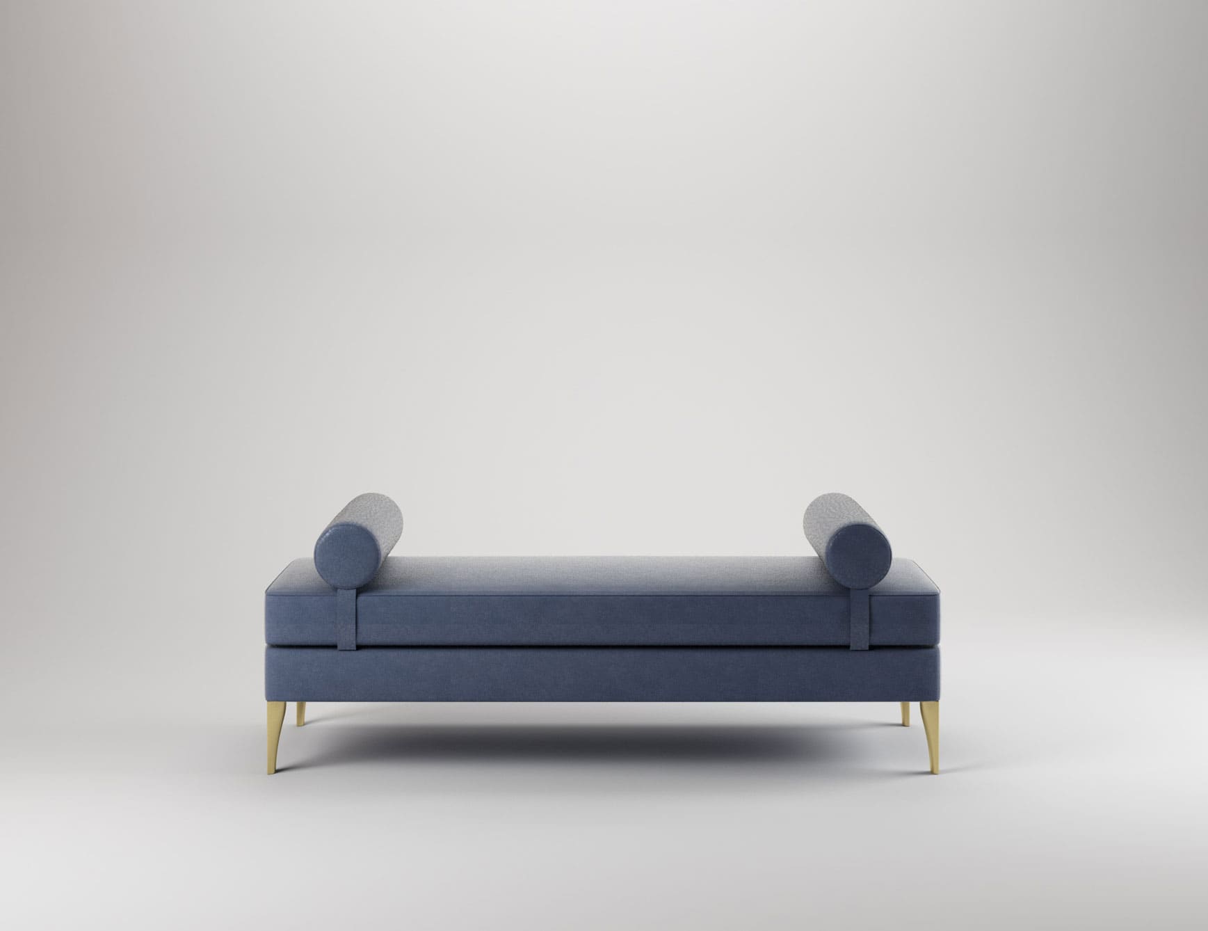 Elegance Bench - Leather bench with cylindrical armrests and metal legs