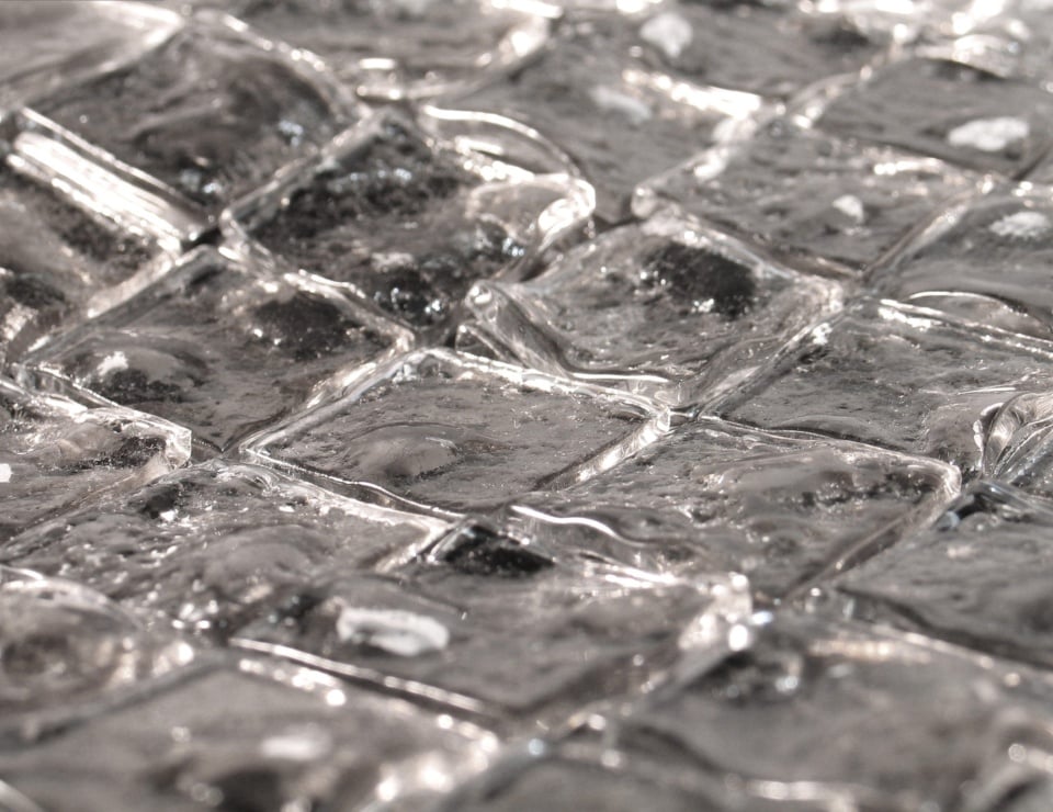 Murano glass mosaic tiles with textured surface