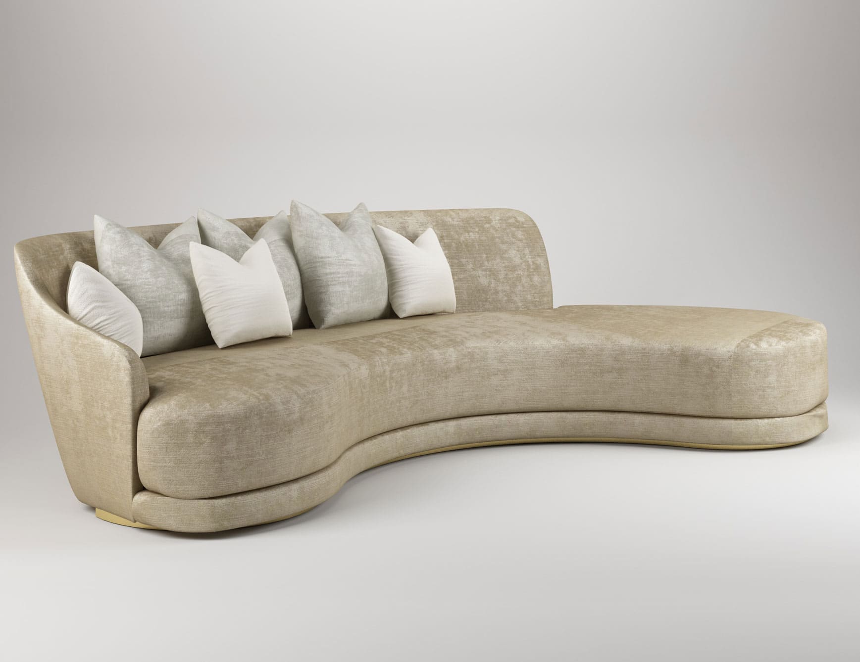 Lemma - Curved leather sectional sofa with multiple back cushions