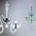 Murano glass wall lights with metal fittings