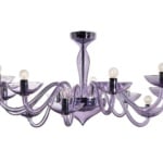 Purple Murano glass chandelier with curved arms