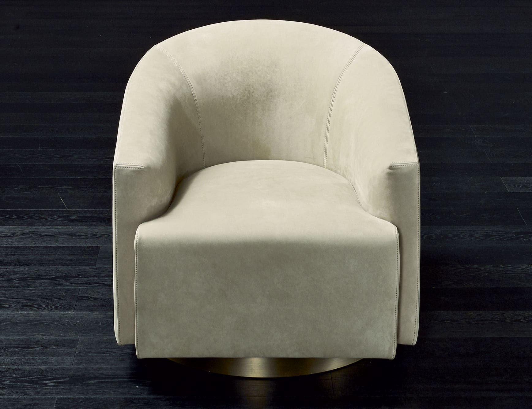 Opera - Beige leather swivel sofa chair