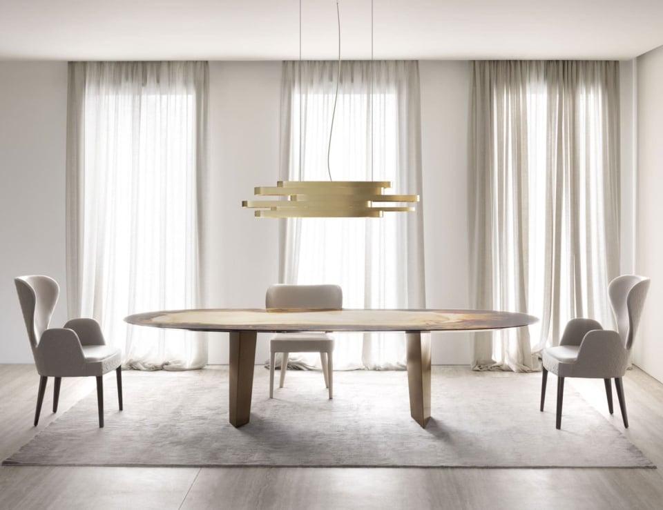 Lacquered wood dining table