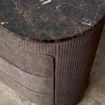 Leather chest of drawers with marble top