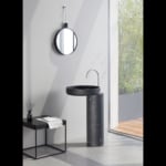Marble washbasin in Rosso Levanto finish.