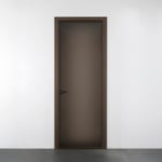 Beat hinge door with frosted bronze glass and wood frame