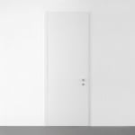 Level architectural door made of glass and wood.