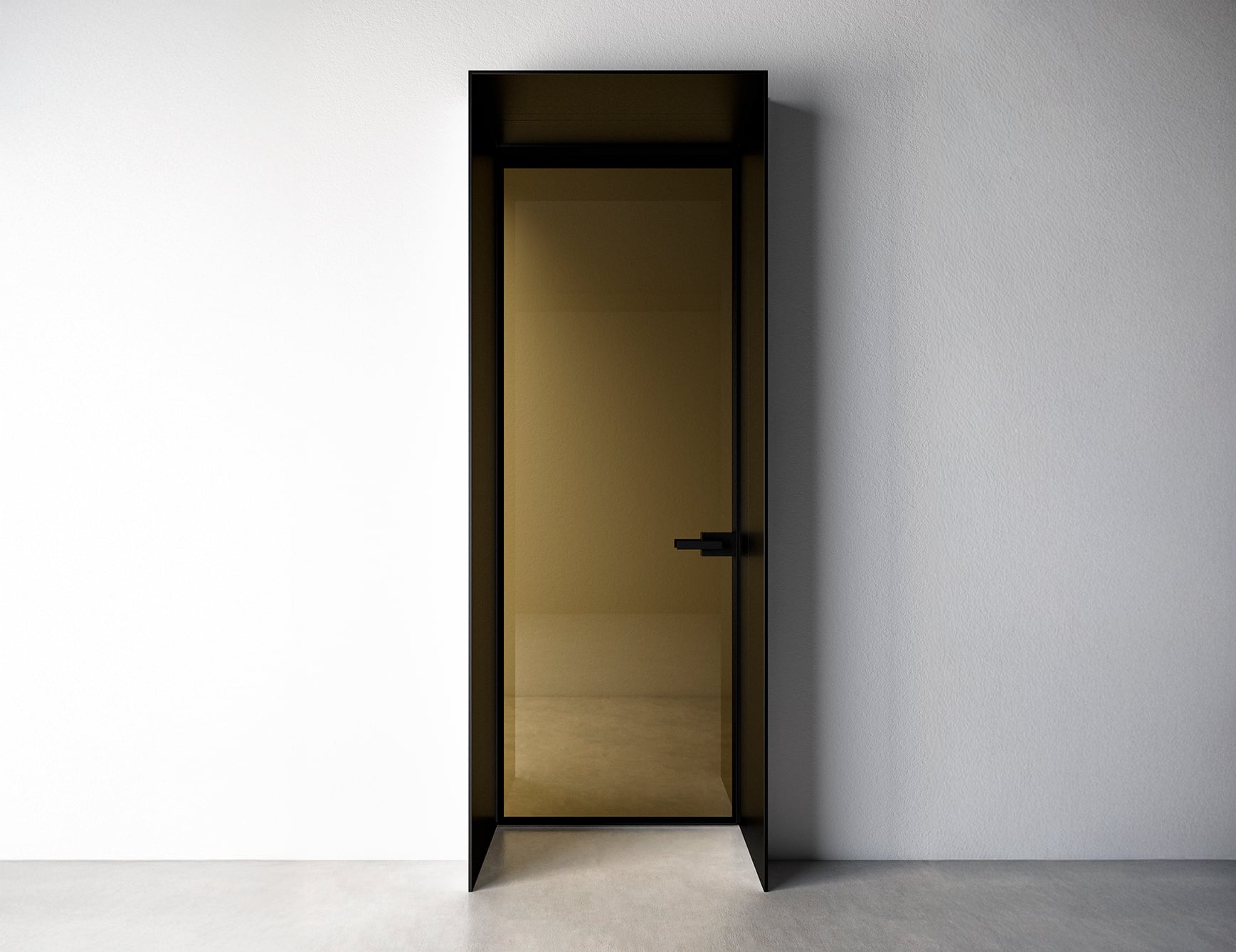 Minimalist tinted glass door in modern setting
