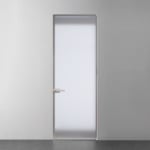 Minimalist frosted glass door in gray wall