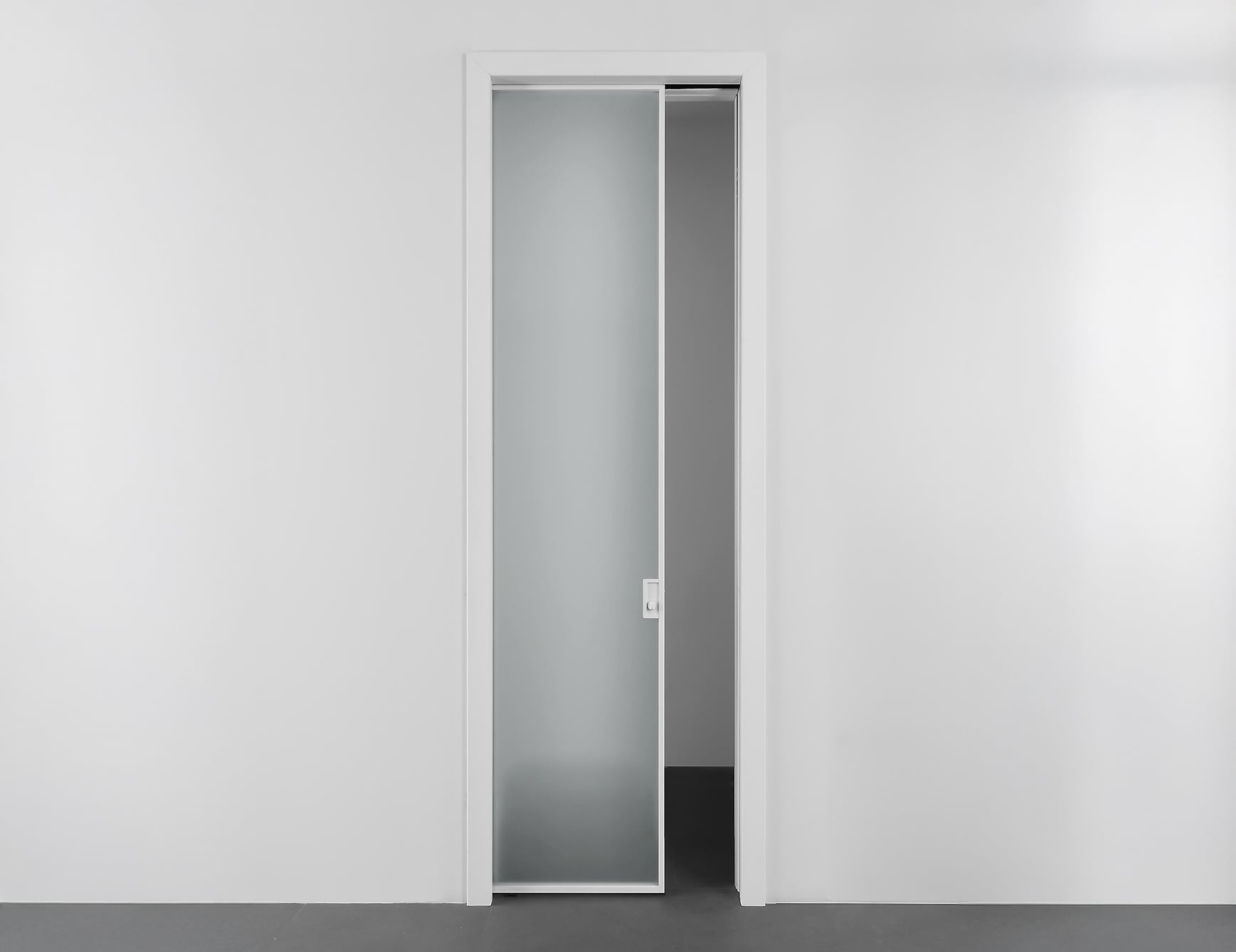 Modern sliding glass door half open
