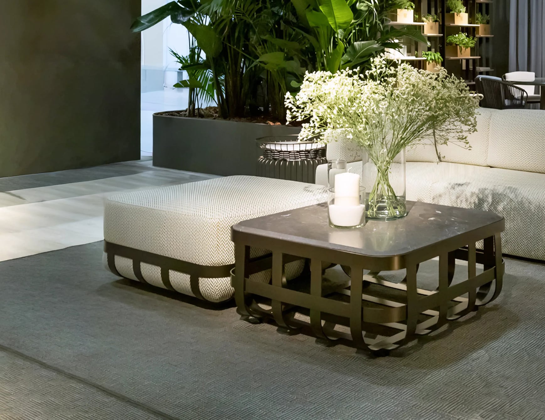 Modern living room with plants and decor