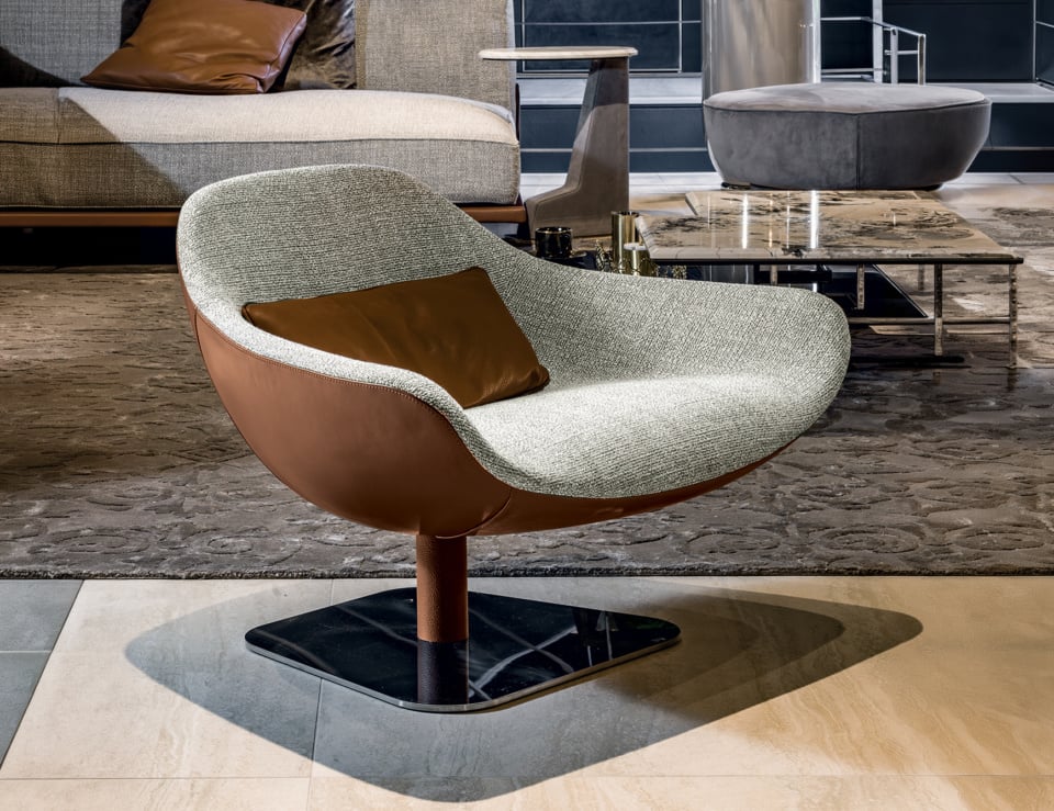 Modern swivel chair in chic living room
