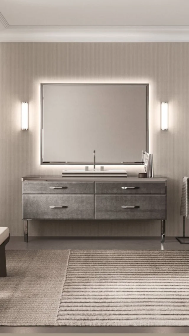 CRAFTED IN GLASS

Introducing the Hilton glass vanity collection. Shown in extra clear glass with Silver Alligator decoration, bevelled edge detail, and metal accents in polished stainless steel. The above-counter washbasin is shown in matte white Ceramilux with a glossy stainless steel frame, and is paired with the Zurigo mirror with LED backlighting and a coordinated shiny stainless steel frame. Compositions are customizable and tailored to each bathroom envrionment. Made with precision in Italy.

#nellavetrina #bathroomdesign #modernbathroomdesign #bathroomgoals #bathroomdecoration #bathroominspo #bathroomdecor #modernbath #italianfurniture #customfurniture #italiandesign #interiordesign #decoration #interiordecor #modernfurniture #customdesign #contemporaryfurniture #homedecor #italianinterior #custommade #architecture #interiordesigner #luxuryfurniture #luxuryliving #italianliving #luxurydesigns